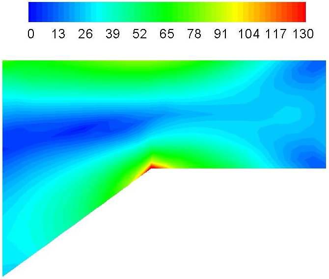 von Mises stress contour before optimization