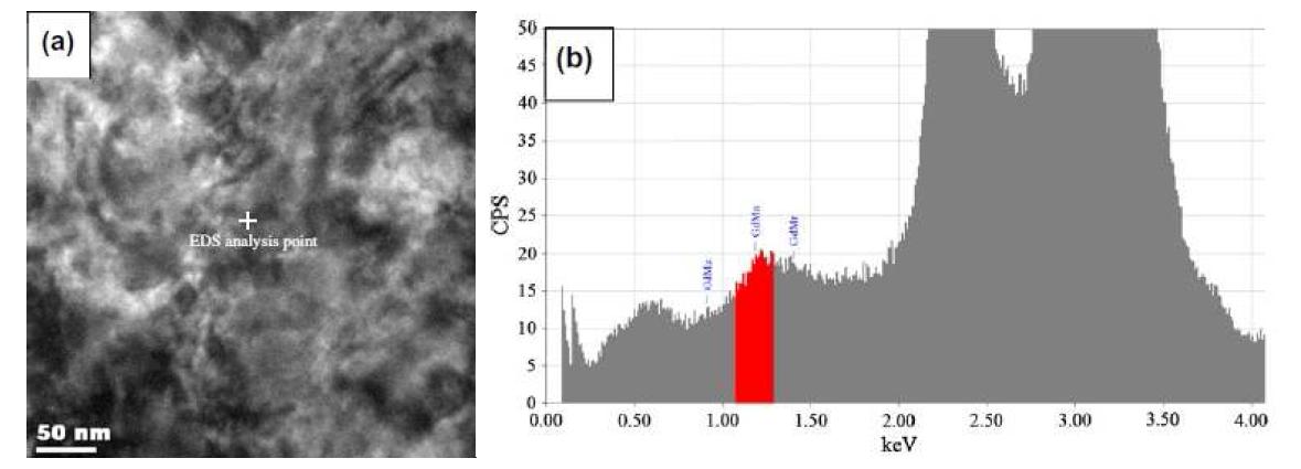 접합된 GdBCO 선재의 Ag 안정화재층 SEM 사진 (a)와 EDS 스펙트럼 (b).