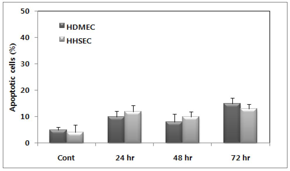 Ionizing radiation-induced apoptosis in HHSEC and HDMEC.