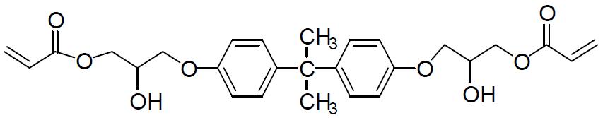 Bisphenol A type epoxy acrylate 화학구조식.