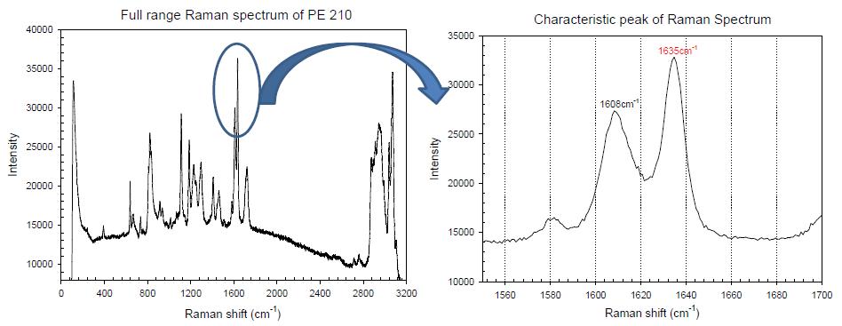 Full Raman spectrum & Partial Raman spectrum of Epoxy acrylate 결과.