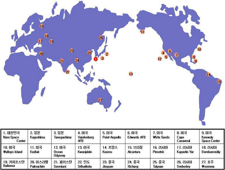 세계 발사장 위치도