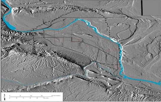 Digital terrain map of the hanford site and surrounding area.