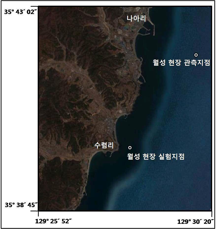 월성 현장 관측지점과 실험지점의 위치도