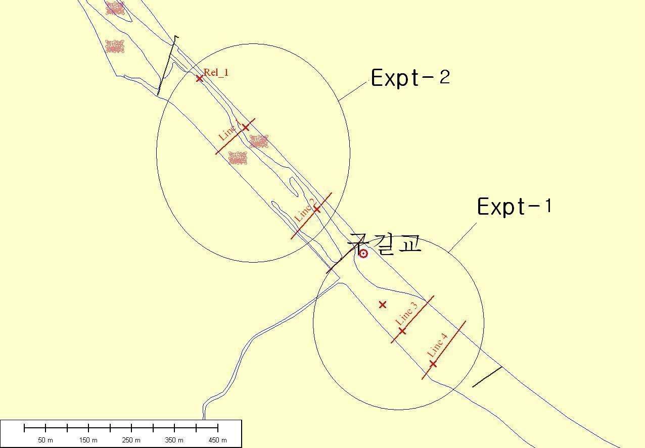 실험구간 방출점 및 측선 위치도