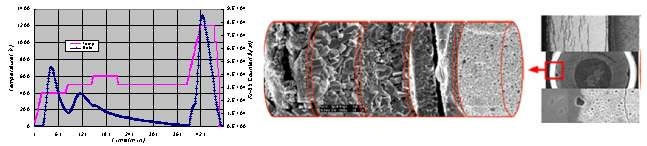 그림 3.2.1.3 Pellet-clad bonding layer 고온가열시험 거동 및 미세조직