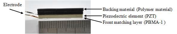 Photo of single ultrasonic transducer with polymer materials
