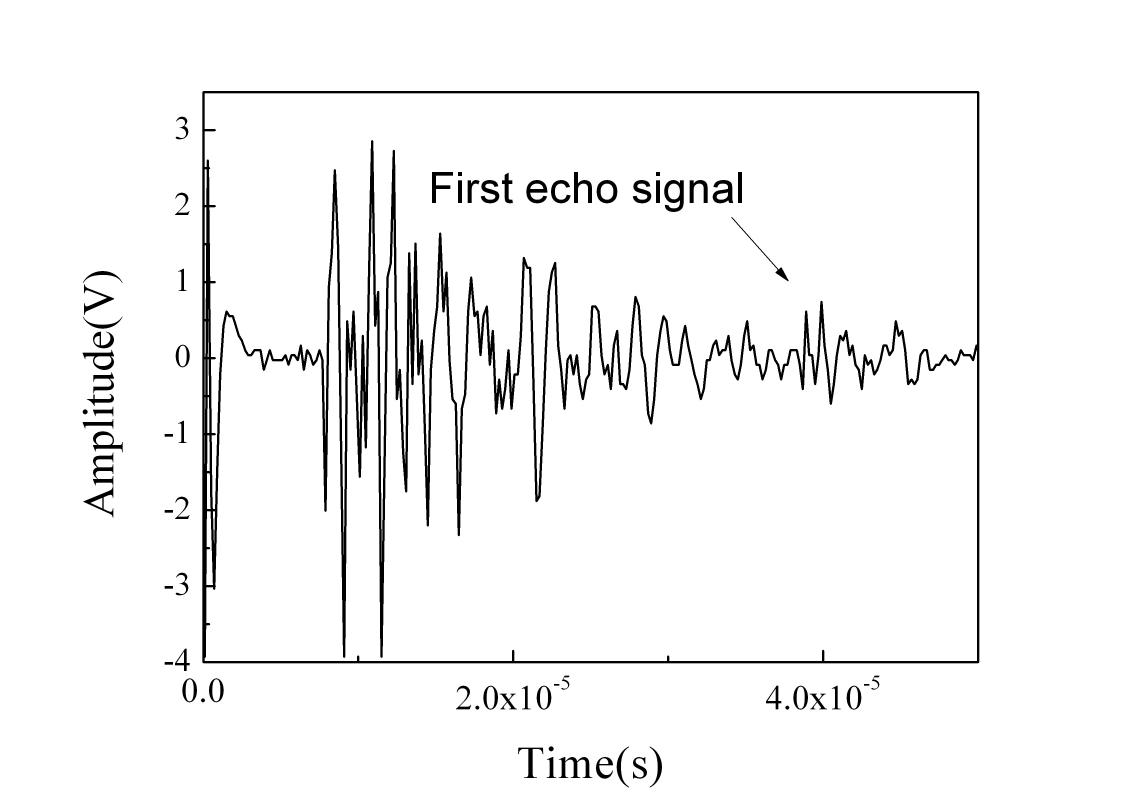 Pulse echo signal of polymer based flexible phased array ultrasonic transducer