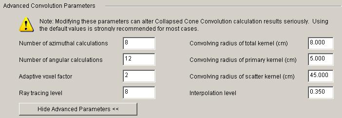 개발중인 치료계획 시스템의 Collapsed cone convolution 선량 계산의최적화 를 위한 인자 입력 모듈