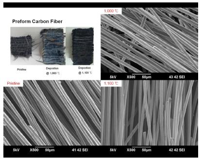 그림 3-20. SEM images of SiC deposited preform carbon fiber.