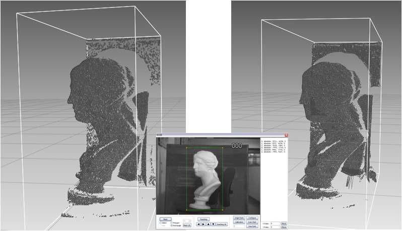 비너스 조각상의 형상 측정 결과 (좌: raw data, 우: filtered data)