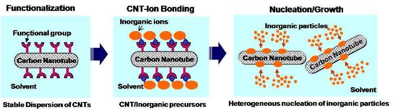 분자수준 혼합공정을 통한 CNT/Inorganic 나노복합체의 제조 개념도