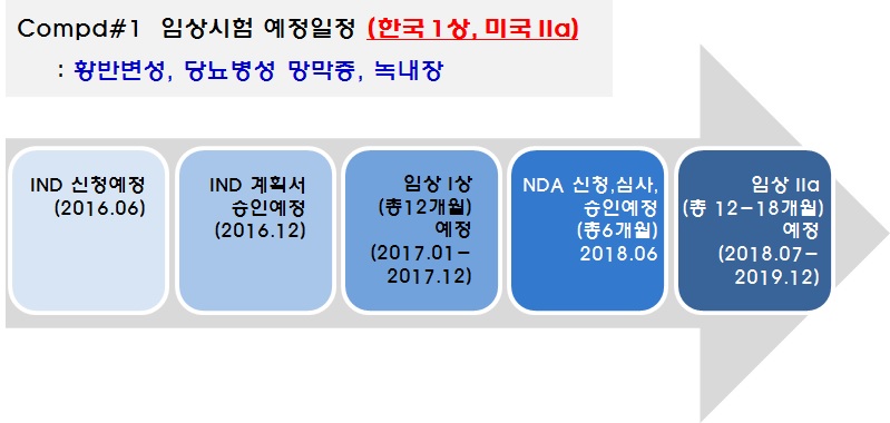 그림 120. Compd#1의 임상예상 일정(한국 & 미국)