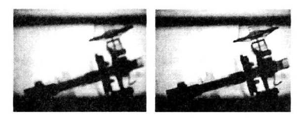 Blurring effect produced by low-pass filter(left), after passing through high-pass filter(right)