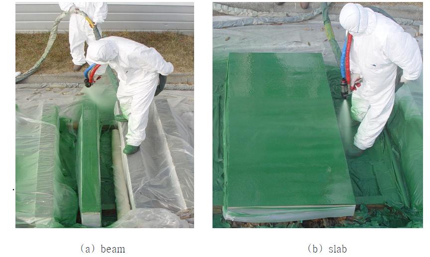 Application of poly-urea on specimens by a skilled laborer
