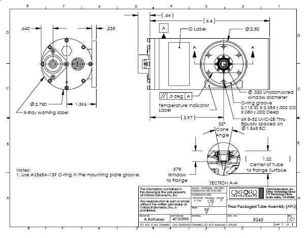 Series5000 Apogee tube의 dimension 및 cone angle