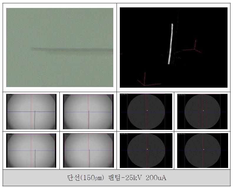 단선 (팬텀)의 사진, 3D rendering 영상, 위치별 투과영상, CT slice 영상