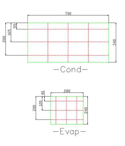 Dimension of the thermocouple in the heat exchangers