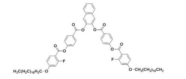 신규 합성한 굽은-핵 액정분자.