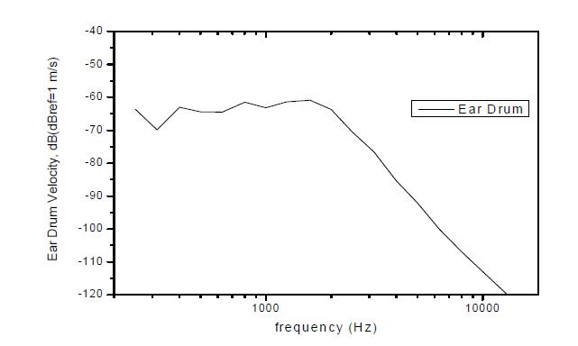 고막의 진동속도 측정 결과