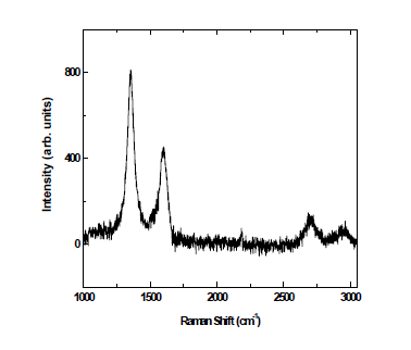 6H-SiC 위에 1000 C에서 성장시킨 시료의 라만신호