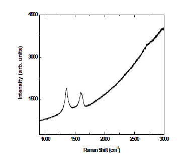 ZnSe(100) 위에 900 C에서 성장시킨 탄소초박막의 라만신호