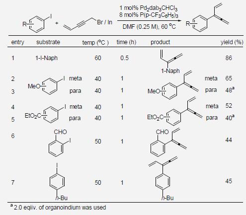 Pd-catalyzed cross-coupling reaction of aryl iodide with organoindium reagent