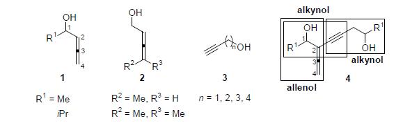 Structures of allenol, alkynol, and allenyne-1,6-diol