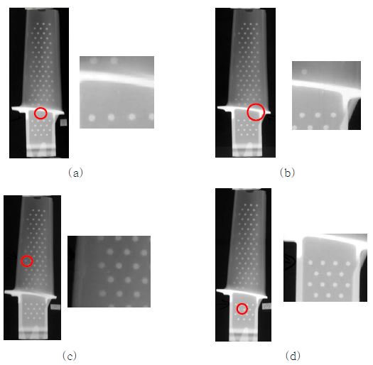 Fig 3.6-3. NR Image: Used turbine blade 2nd stage from A after Gd tagging. Red circle