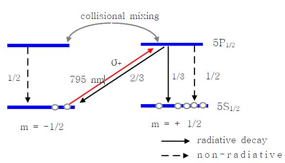 그림 3.3-16. Rb 원자의 여기 준위와 optical pumping