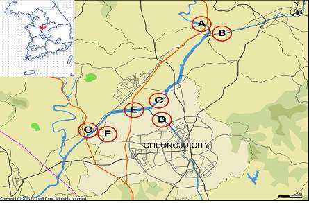 Figure 27. Sampling locations of river sediments for DNAA in 2006