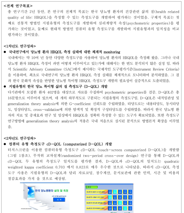 cD-QOL에 대한 screen 일부