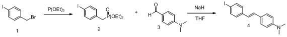 그림 33. The reaction scheme of radioiodine stilbene derivatives.