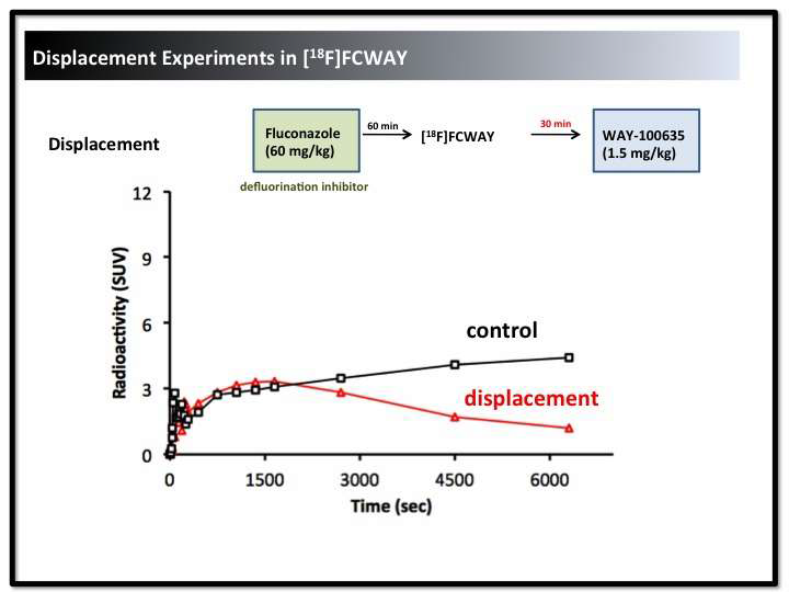 그림 52. WAY-100635를 이용한 [18F]FCWAY displacement 실험