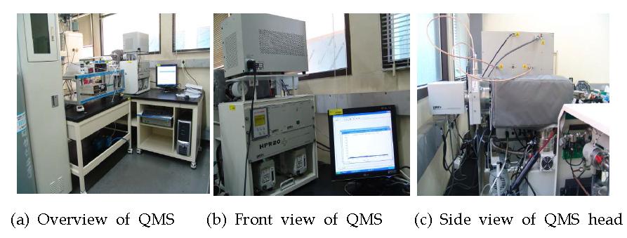 The installed quadrupole mass spectrometer (QMS) system.