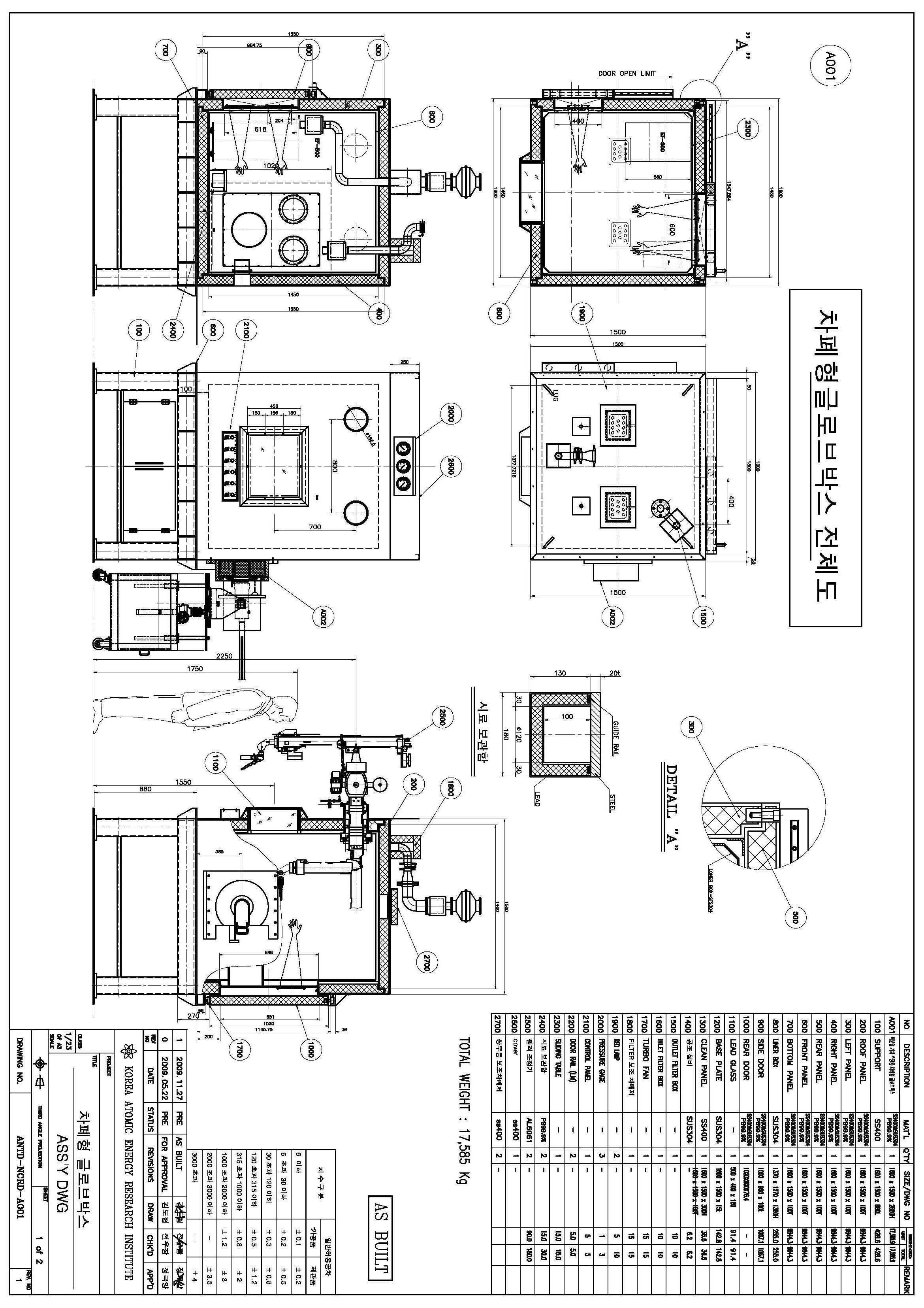 Design drawing for fabrication of shielded glove box.