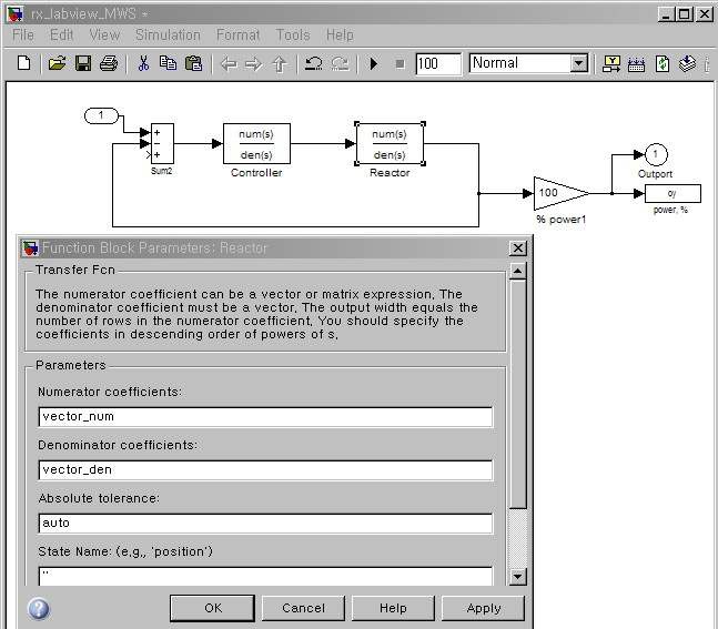 Fig. 3.5.2.4 Reactor Model written in Matlab - MWS Model