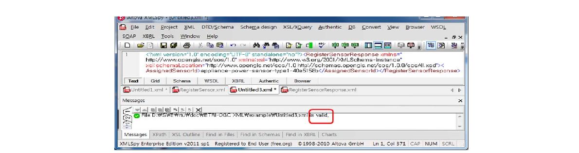 SOS RegisterSensorResponse 유효성 검사