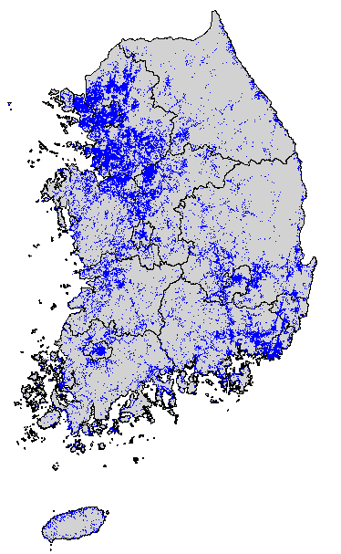 전국 제조업 개별입지 공장분포 (2010.12월 기준)