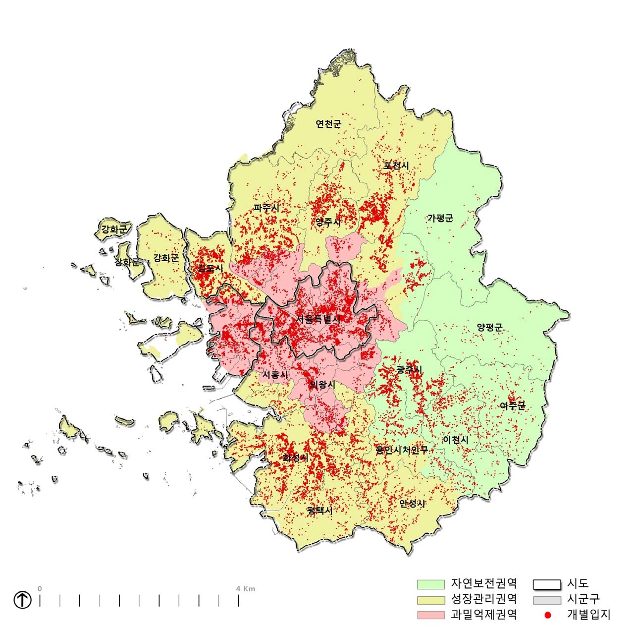 수도권 개별입진 지역별 분포현황(2010.12월 FEMIS 기준)