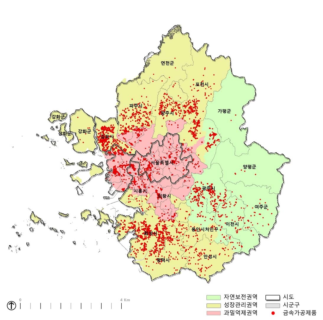 수도권 금속가공제품 제조업 개별입지공장 분포도