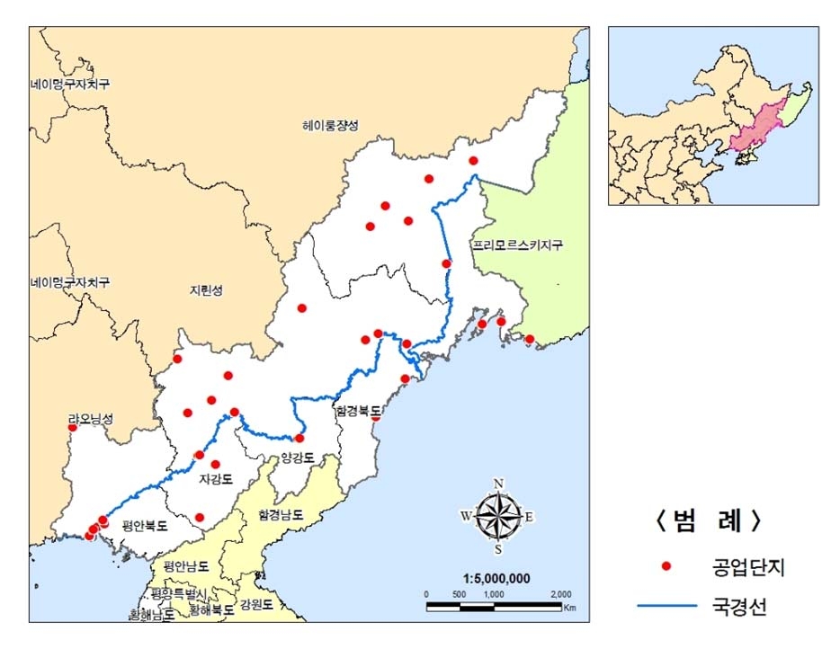 북‧중‧러접경지역의 공업단지 분포도