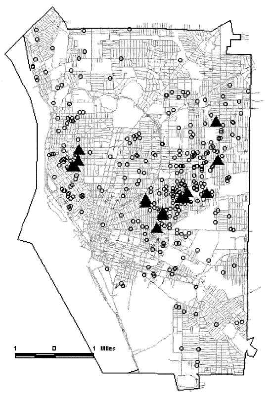 1996년에 발생한 미국 버펄로 지역 방화사건의 공간패턴 분석결과