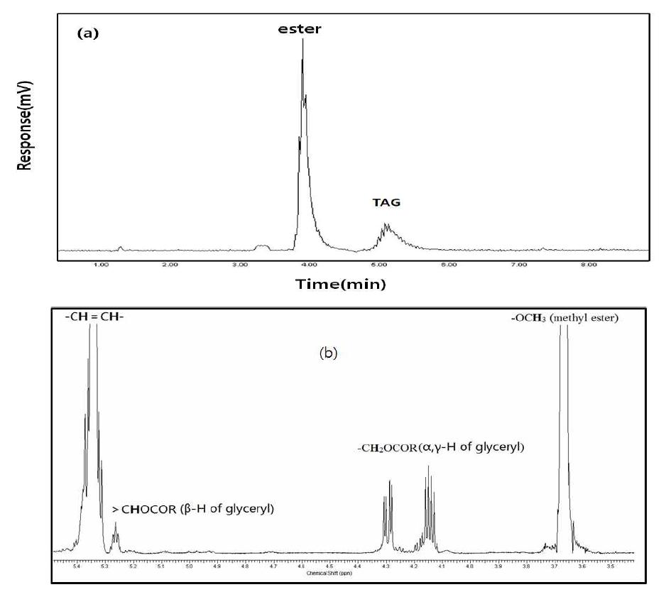 HPLC and 1H-NMR spectrum of beef tallow alcoholysis products.