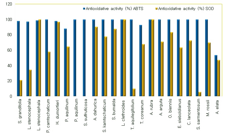 그림 3. 식물추출물 항산화 활성