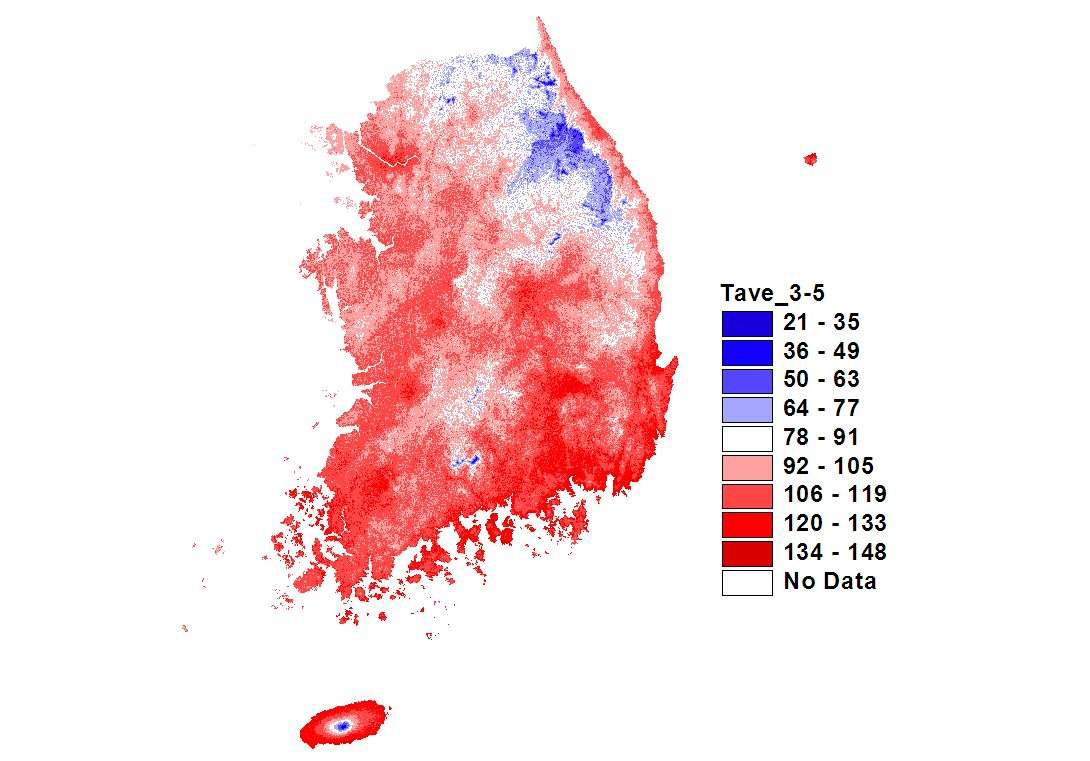 3~5월 평균기온