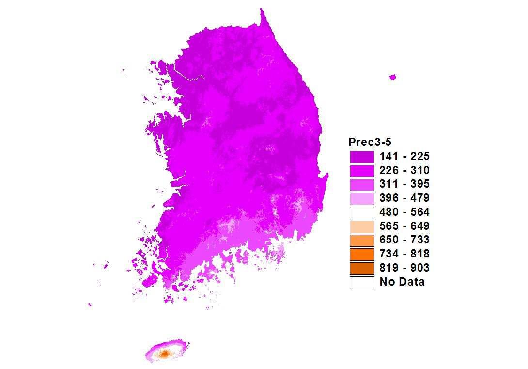 3~5월중 강수량