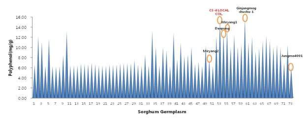 Comparison polyphenol content of sorghum germplasm.