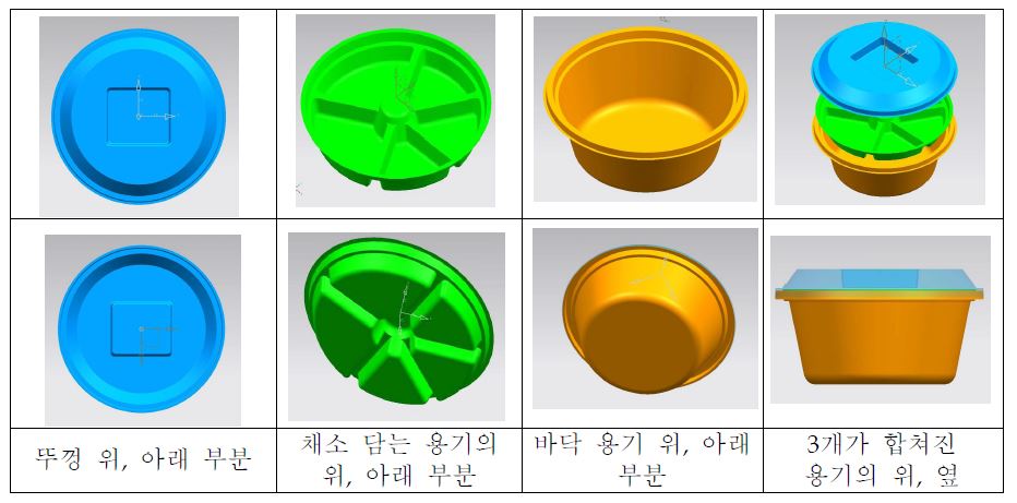 그림 13. 비빔밥 신선채소 용기 부분별 규격