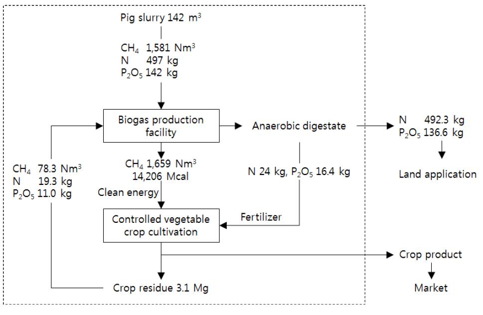 Mass and energy balance of the clean energy farming system in the semi-forcing cultivation of the controlled cultivation system.